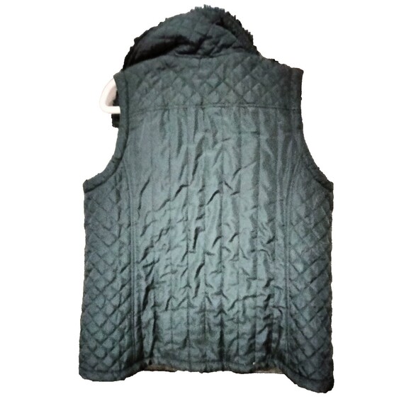 D & Company Women's Black Quilted Vest With Faux Fur Gold Zipper Large - Picture 2 of 2